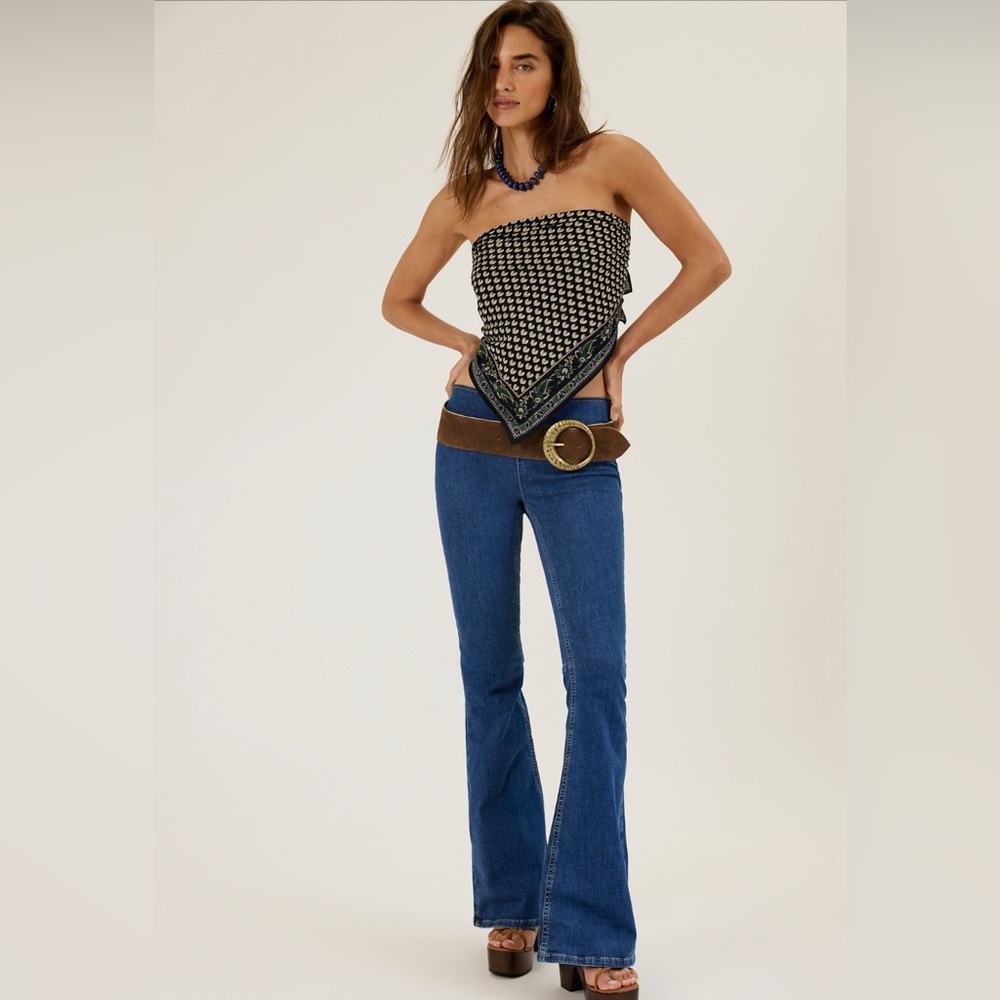 Free People Penny Pull-On Flare Jeans in Riviera